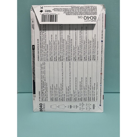 Simplicity 8040 American Girl Doll Clothes Pattern Boho Top Skirt Shorts Uncut - Picture 2 of 3